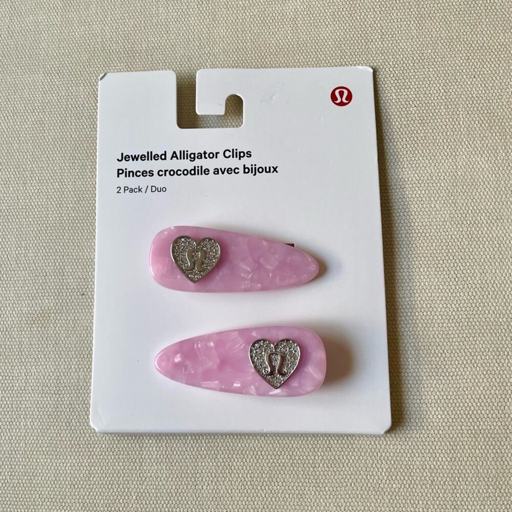 Lululemon Jewelled Alligator Clips *2 Pack - Blush Blend/Silver